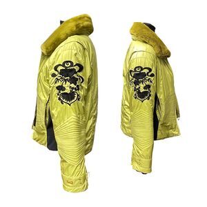 OBERMEYER Women’s Ski Jacket Green Embroidered Removable Fur Collar
